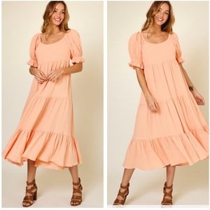 Ces Femme Peach Midi Dress